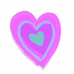 Valentine’s. Purple, pink, lilac, blue hearts on a white background. Love symbol. 