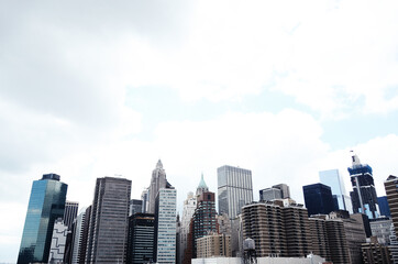 USA, NEW YORK: Scenic cityscape of Lower Manhattan skyscrapers