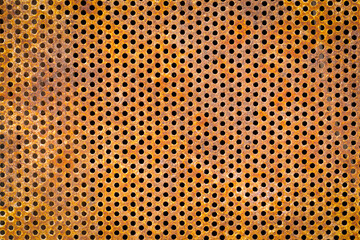 Old rusty metal canvas with holes. Retro style. Close-up. Background, wallpaper, texture, cover.