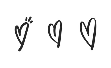 Hand drawn hearts doodle collection. Valentine's day romance illustration set.