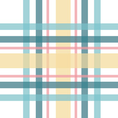 Pale Plaid in blue yellow pink on white seamless vector repeat surface pattern design