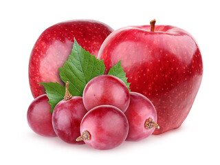 red apples and grape isolated on a white background with clipping path.