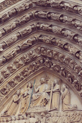 Architectural details of Cathedral Notre Dame de Paris.
