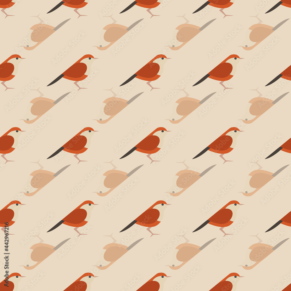 Poster retro colored birds vector seamless repeat pattern print background