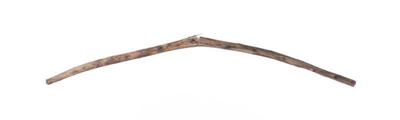 broken wooden staff isolated on white background