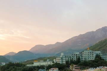 Montenegro, Rafailovici - JUNE 06, 2014: Sunset view