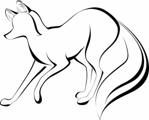 stylized fox in graphic style black and white fox drawing