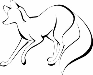 stylized fox in graphic style black and white fox drawing