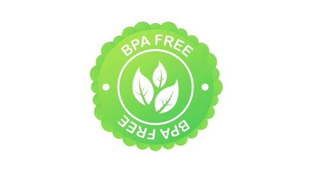 Green colored BPA free emblems, badge, logo, icon. Motion graphics.