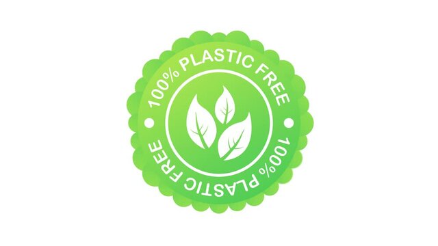 Plastic free green icon badge. Bpa plastic free chemical mark. Motion graphics.