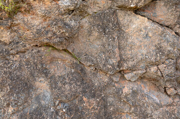 natural stone wall in the middle of nature