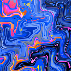 Bright colored abstract curved lines patterns. Liquid art.