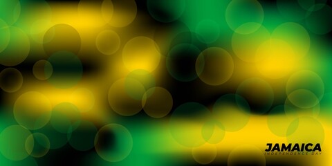 Jamaica Independence day vector illustration with green and yellow bubbles design. and abstract background. - obrazy, fototapety, plakaty