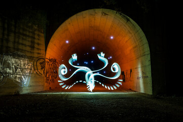 flower of light in an abandoned tunnel