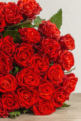 A lush bouquet of fresh red roses