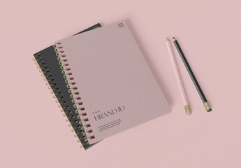 Two Notebook with Pencil Mockup