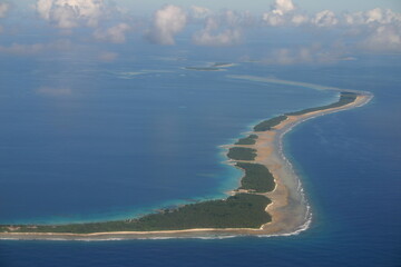 Jaluit atoll, Marshall Islands - A string of tropical coral islands from the air