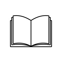 Open book, notebook, simple linear icon isolated on white background. Products for school, office, home. Education. Logo of Day of Knowledge, Day of book lover. Back to school. Vector illustration