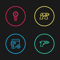 Set line Power electric generator, Electric cordless screwdriver, Paint spray gun and Angle grinder icon. Vector