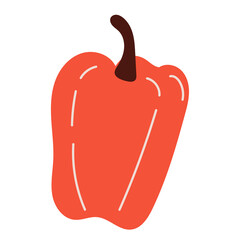 llustration with red sweet pepper on a white background. Isolated vector illustration. Summer background. Vegetarianism, healthy food