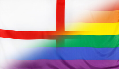 Fototapeta premium Rainbow Flag merged with Flag of England