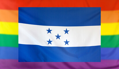 Flag of Honduras and rainbow flag
