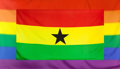 Flag of Ghana and rainbow flag