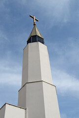 Obraz premium modern church bell tower of the church of Our Lady of Africa in Madrid. Spain