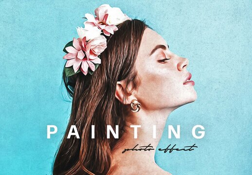 Artistic Oil Painting Photo Effect Mockup
