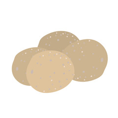 Rustic illustration of potato tubers on a white background. Natural organic food. Culinary background. Vector illustration.