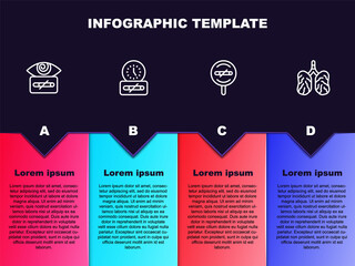 Set line Hypnosis, No smoking time, and Disease lungs. Business infographic template. Vector