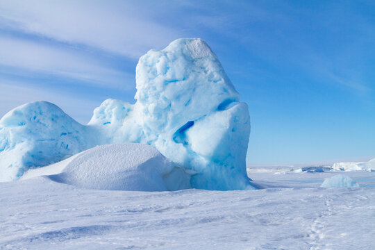 Antarctica Snow Hill. View of the pack ice where icebergs are trapped.