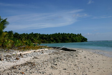 Jaluit atoll, Marshall Islands - White sand beach, lagoon and palm trees