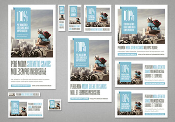 Social Media & Web Banners Templates in Pale Blue and Light Gray