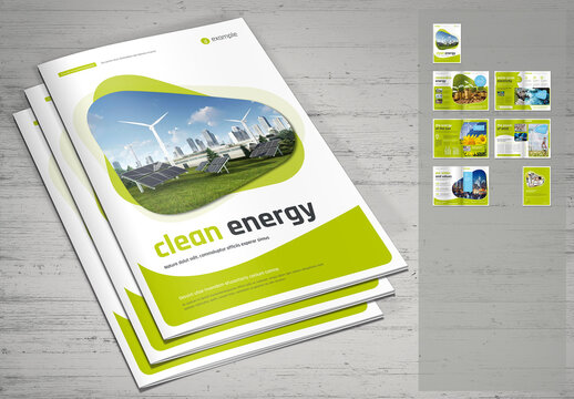Energy Eco Brochure Template in White and Green