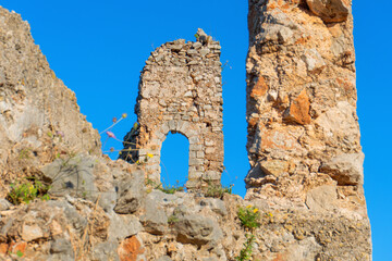 Ruined castle on a mountain, known as the castle of Marinyen, or the Moorish Queen. 