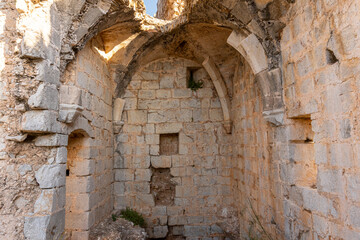 Ruined castle on a mountain, known as the castle of Marinyen, or the Moorish Queen. 
