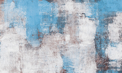 Modern art. Versatile artistic backdrop for creative design projects: posters, banners, cards, websites, magazines, wallpapers. Raster image. Unusual hand painted texture. Blue and grey colours.