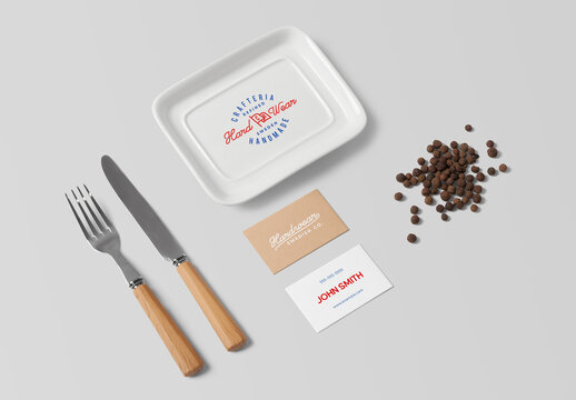 Saucer with Business Cards Mockup
