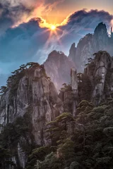 Foto op Canvas China Hunan Province Tianzi Mountains. Sunrise on mountain landscape. © Danita Delimont