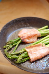 Asparagus and bacon. Seasonal food