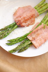 Asparagus and bacon. Seasonal food