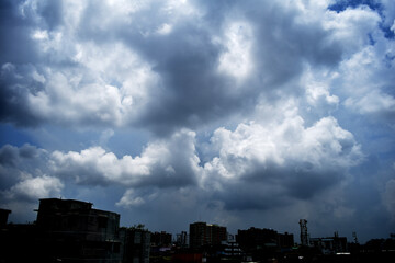 Fototapeta na wymiar The cloudy sky in rainy season in Bangladesh. 