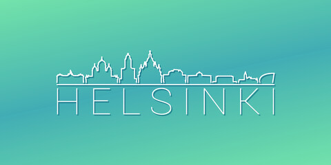 Helsinki, Finland Skyline Linear Design. Flat City Illustration Minimal Clip Art. Background Gradient Travel Vector Icon.