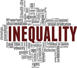 Inequality vector illustration word cloud isolated on a white background.