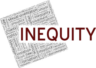 Inequity vector illustration word cloud isolated on a white background.