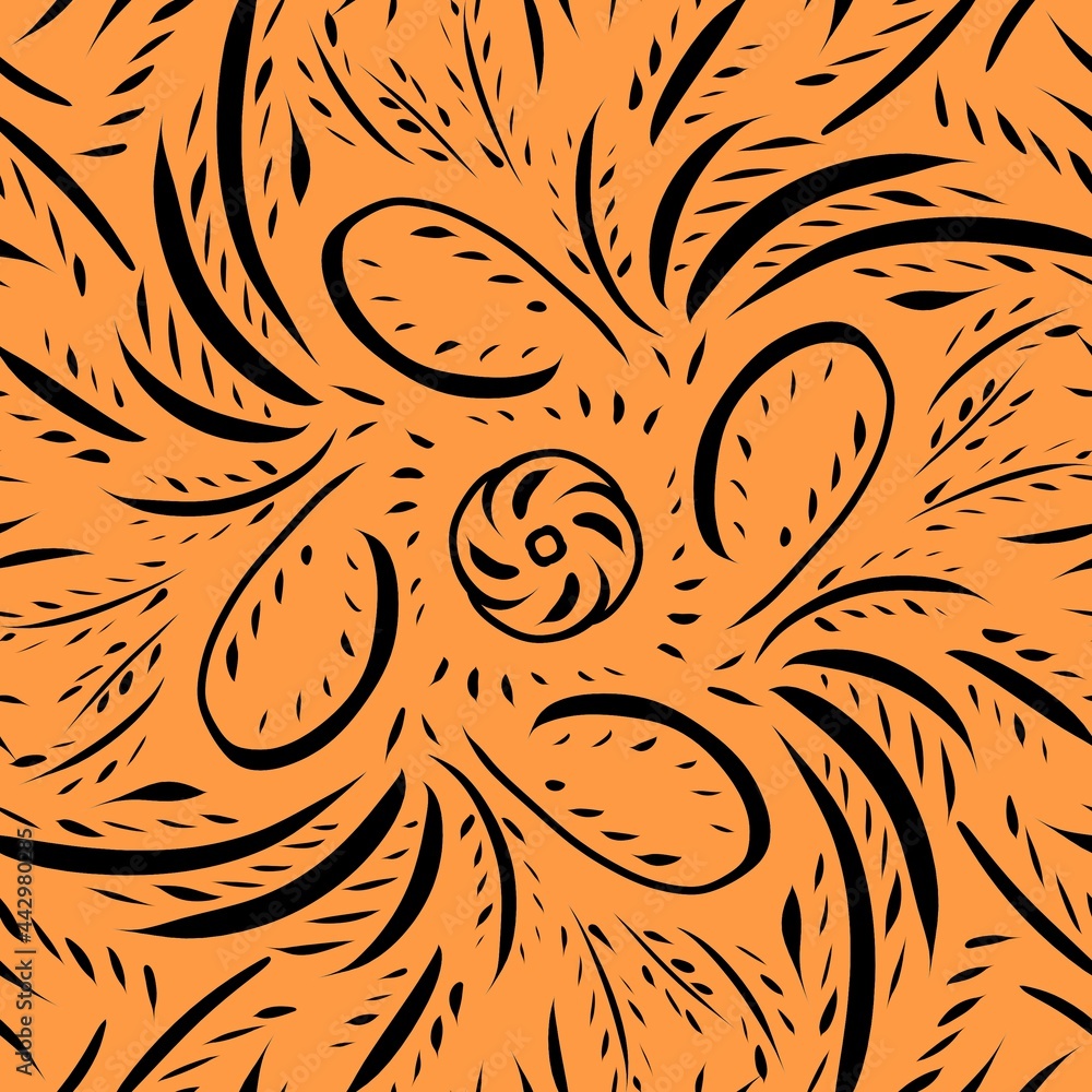 Poster black and yellow pattern in the form of an ornament of lines. seamless texture. looped image.