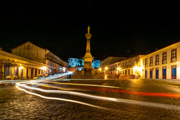 Fototapeta na wymiar Praça Tiradentes em rastros de luz