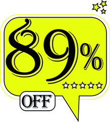 89% off Floating yellow balloon for promotional offers and discounts.