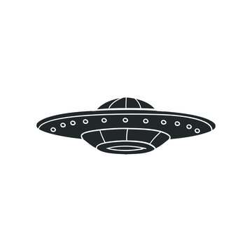 UFO Icon Silhouette Illustration. Space Alien Vector Graphic Pictogram Symbol Clip Art. Doodle Sketch Black Sign.